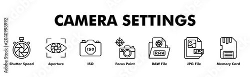 Canvastavla CAMERA SETTINGS web banner icon vector illustration concept for business with ic