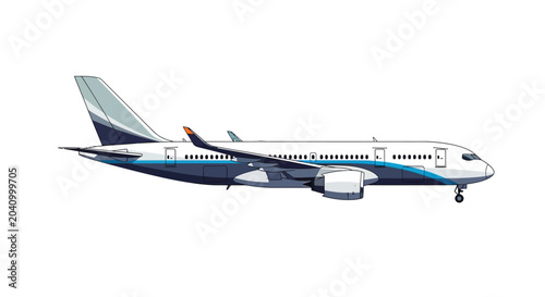 Fotografía Illustration of a modern passenger airplane in profile against a white background