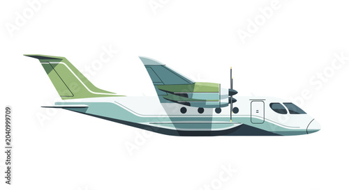 Tableau sur toile Modern illustrated private jet or turboprop plane for air travel.
