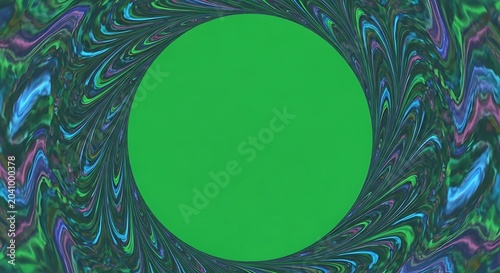 Swirling abstract pattern with green circle center