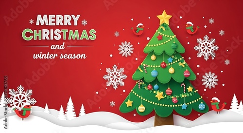 Festive Christmas and Winter Season Greeting Card Design.