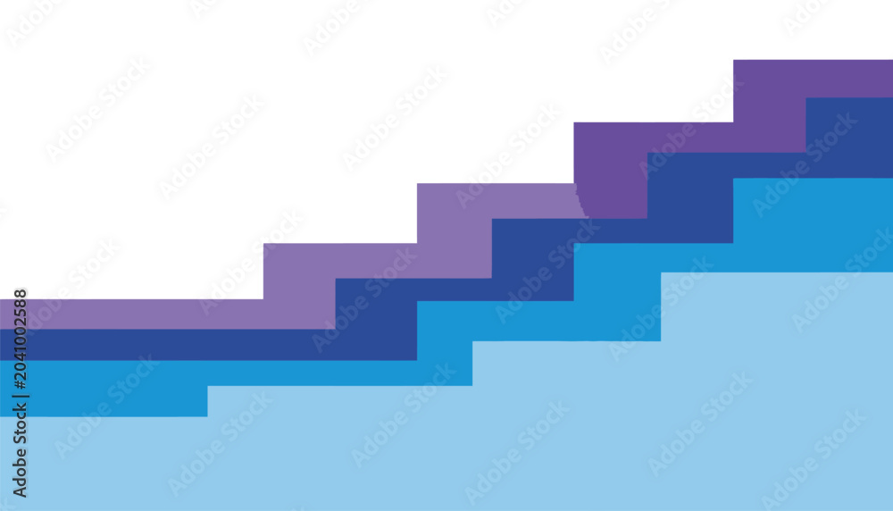 Fototapeta premium Abstract Mosaic Wave Blocks in Light Blue, Dark Blue, and Purple with Pixel Style Layered Geometric Steps