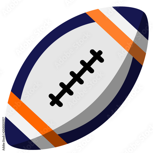 Rugby ball illustration isolated on white background. Oval-shaped sports equipment for rugby matches, training, and team competitions.