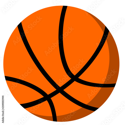 Basketball ball illustration isolated on white background. Colorful sports equipment for games, training, tournaments, and fitness activities.