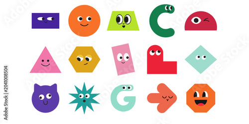 Geometric Cute Face Set