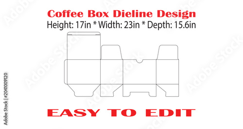 Editable Coffee Box Packaging Dieline Vector Template