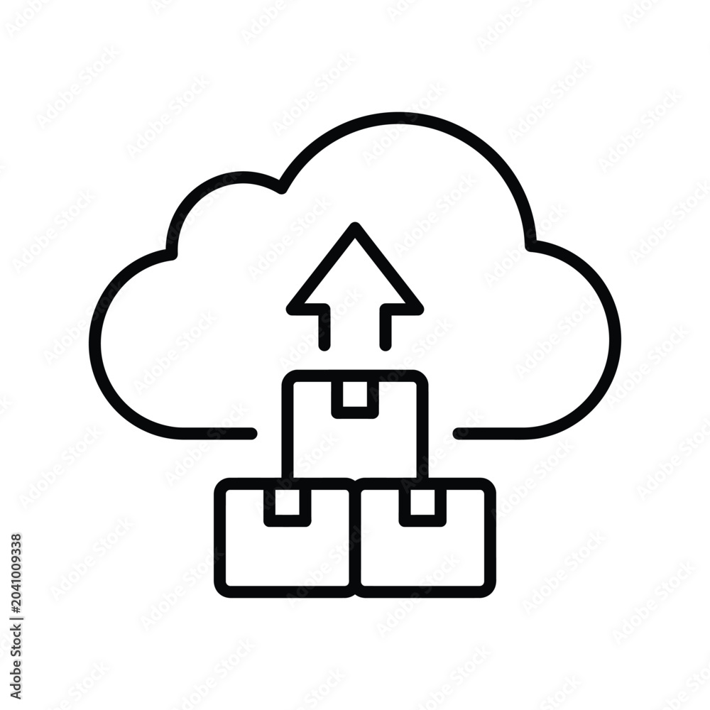 Fototapeta premium Cloud upload line icon. Smart logistics and cargo delivery vector symbol.