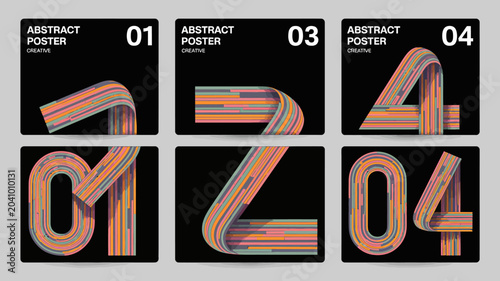 Fotografie abstract poster templates with colorful striped numbers vector graphic design ar