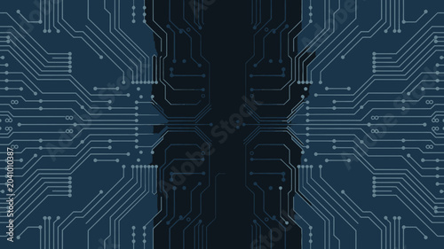 Photos circuit board pattern on dark blue background symmetric design technology electr
