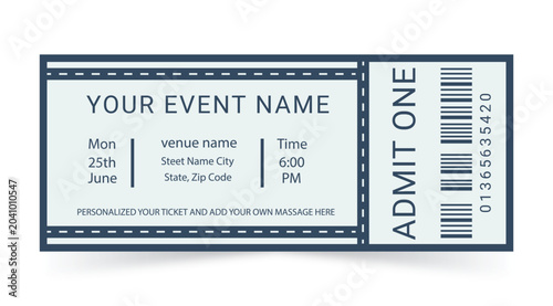 Foto Minimalist Event Ticket Template Vector with Barcode
