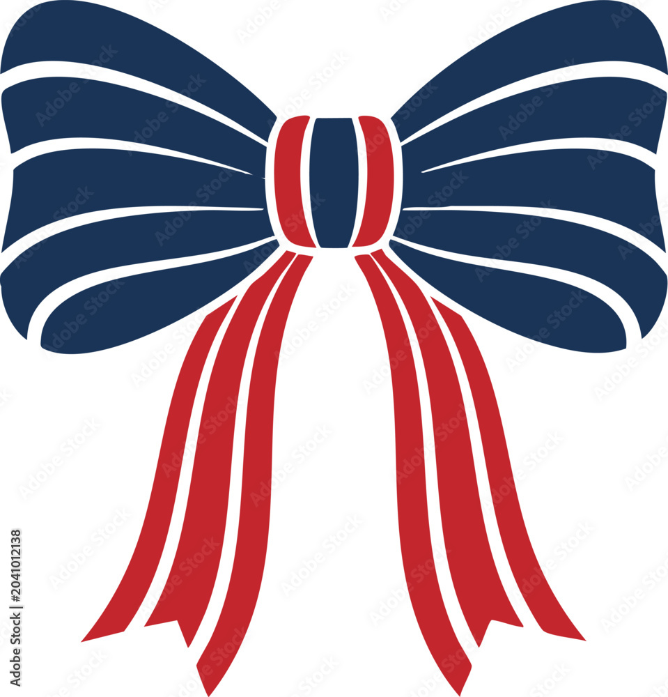 Obraz premium Patriotic Ribbon Bow in Red White and Blue for 4th of July Celebration