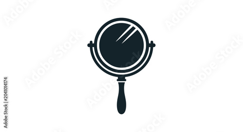 Foto Black handheld magnifying glass icon.