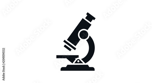 Foto Black microscope laboratory equipment icon.
