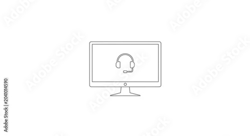 Computer Monitor with Headset Displayed Inside.