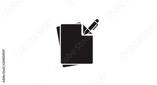 Bilde på lerret Black notebook with pencil on top.