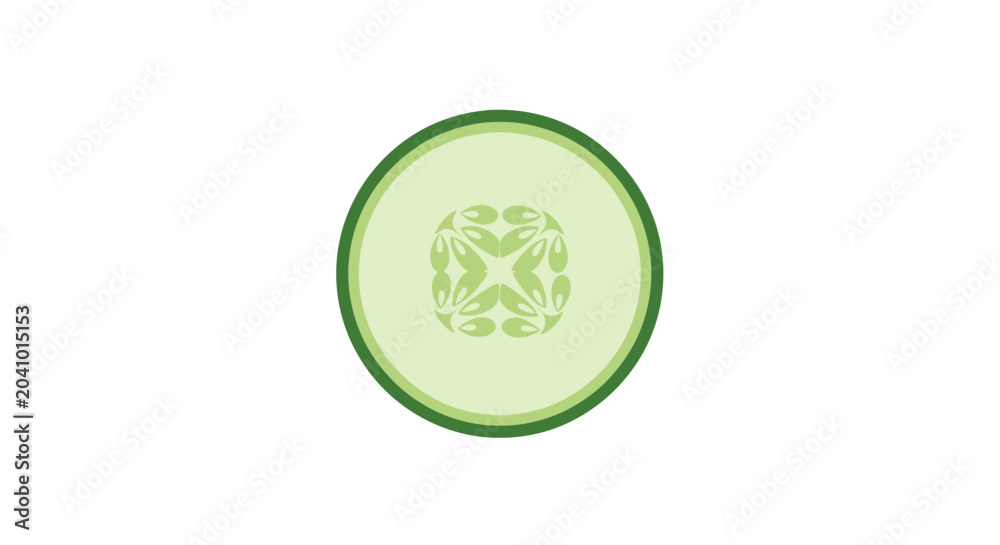Obraz premium Cucumber Slice Isolated on White Background.