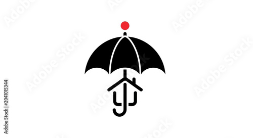 Black umbrella protecting a house symbol.