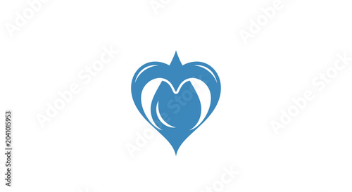 Blue heart shaped logo symbol.