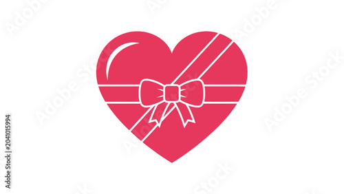 Foto Pink heart with white bow tied.