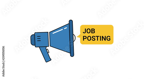 Schilderij op canvas Blue Megaphone Job Posting Advertisement.