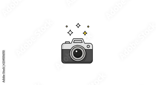 Digital Camera Illustration with Sparkling Diamonds.