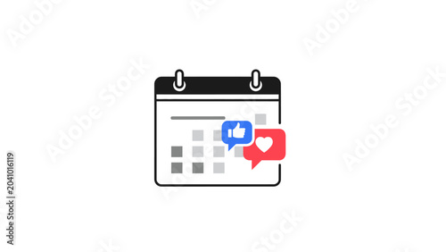 Digital calendar with message icons.