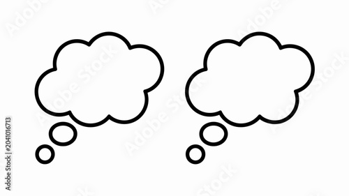Quadro em tela thought bubble line drawing cloud idea thinking sketch simple minimalist black w