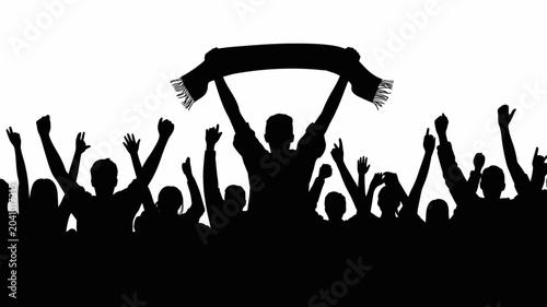 Foto crowd silhouette with raised hands black white background people group event cel