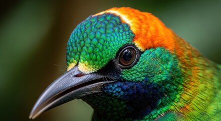 Colorful Bird Closeup Portrait.