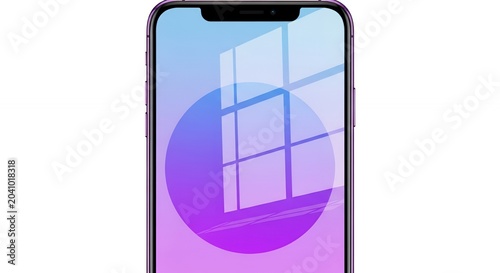 Modern Smartphone with Abstract Gradient Wallpaper and Screen Reflection.