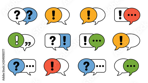 Photos speech bubbles with question marks exclamation points flat icon bubble mark poin