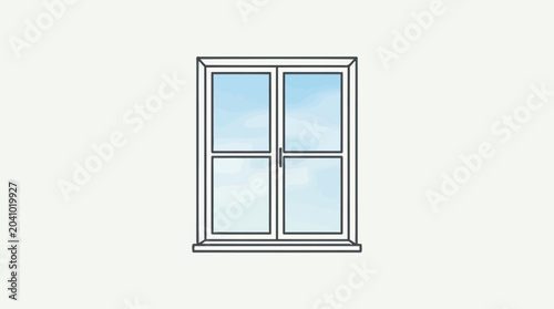Cuadro en lienzo Simple illustration of a double casement window with blue sky