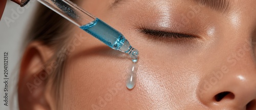 Woman applying Copper peptide serum anti aging
