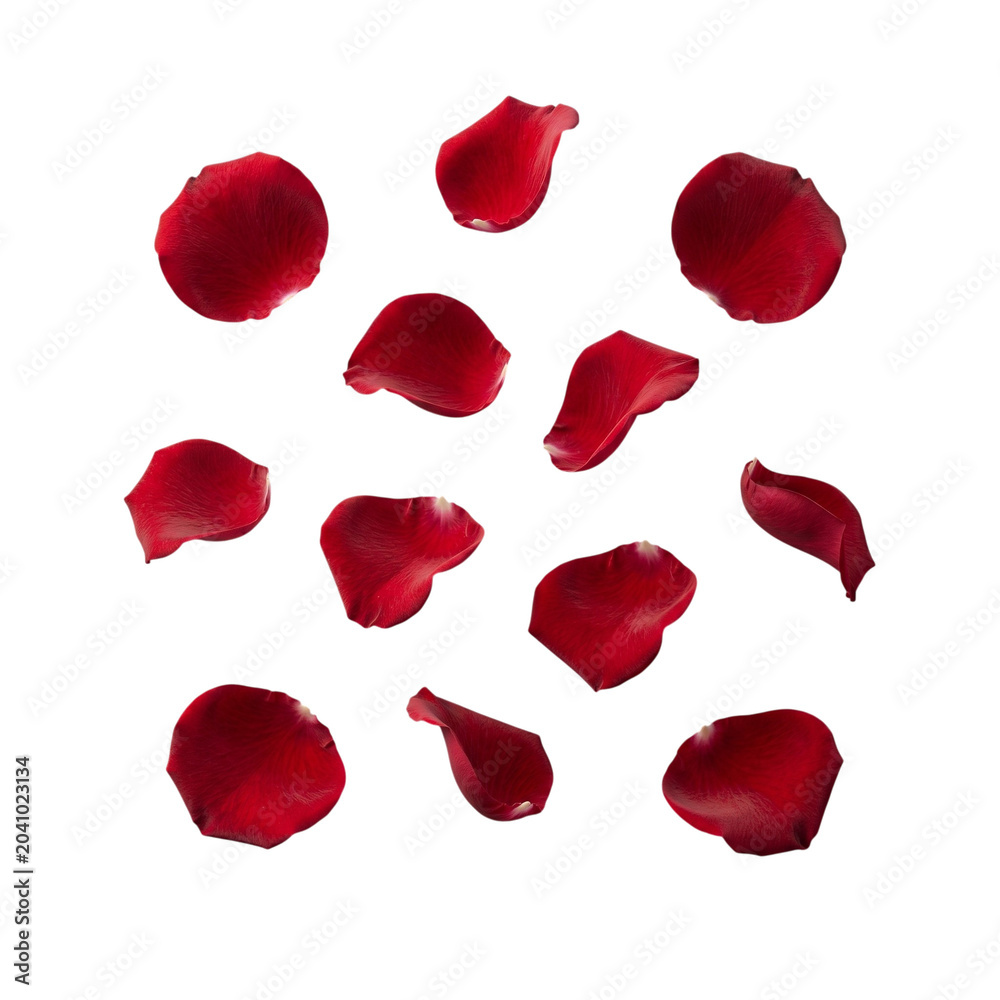Fototapeta premium Scattered red rose petals floating elegantly