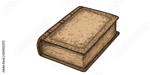 Quadro su tela Vintage Leather Bound Book Antique Hardcover Novel Vector Illustration Isolated