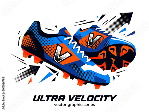 Canvastavla Dynamic graphic featuring athletic shoes symbolizing speed and power on a white