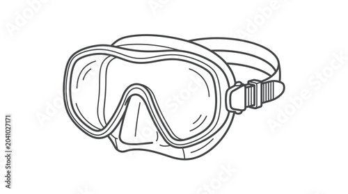 Bild auf Leinwand Black and white line art diving mask for snorkeling.