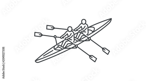 Принти на полотні Two rowers in a boat sculling on the water