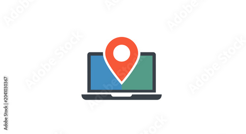 Laptop with Location Pin Icon.