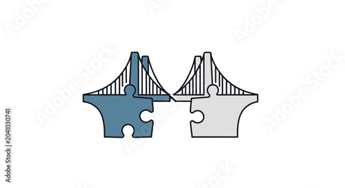 Foto Jigsaw puzzle pieces bridge connection.