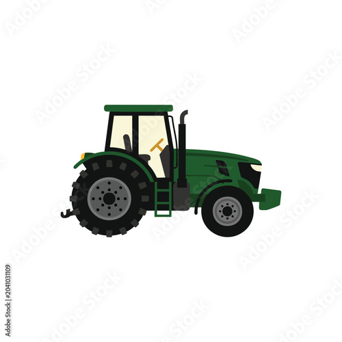 Fotografija Green farm tractor isolated on white.