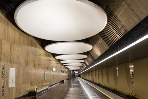 Interior of the platform of the Moscow metro station 