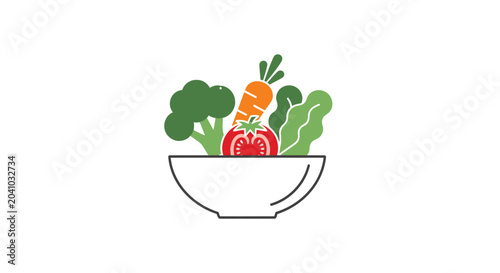 Fresh Vegetables in White Bowl Illustration.