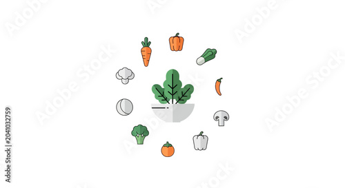 Fresh Vegetables in White Container Surrounded by Various Produce.