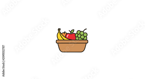 Fruit Basket with Various Fresh Fruits Inside.