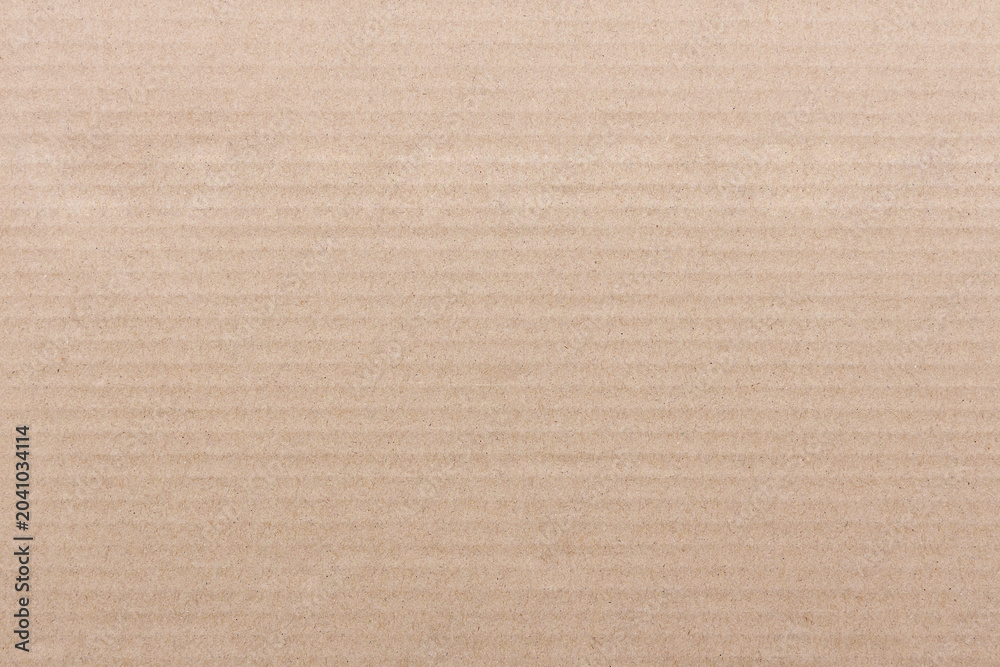 Fototapeta premium Minimal beige corrugated paperboard with subtle line pattern. Neutral recycled carton surface. kraft sheet