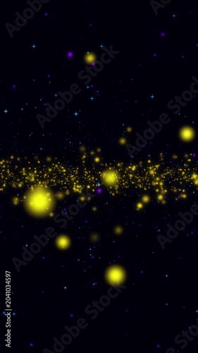 A mesmerizing view of glowing yellow stars and ethereal cosmic dust scattered across a deep black background, evoking a sense of wonder.