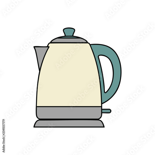 Illustrated electric kettle kitchen appliance icon.