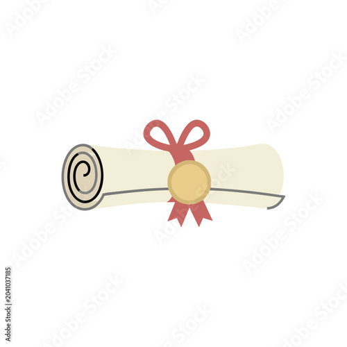 Rolled Certificate Scroll with Red Ribbon.