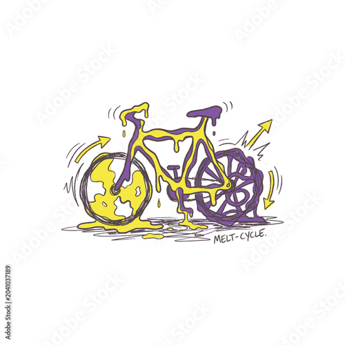Colorful Hand Drawn Bicycle Doodle Illustration.